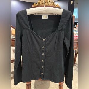 Nation Ltd seamed black cotton top